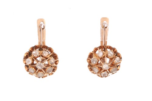Lot 201 - A pair of diamond cluster earrings, each...