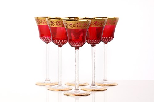 Lot 458 - A set of six St Louis red crystal glass...