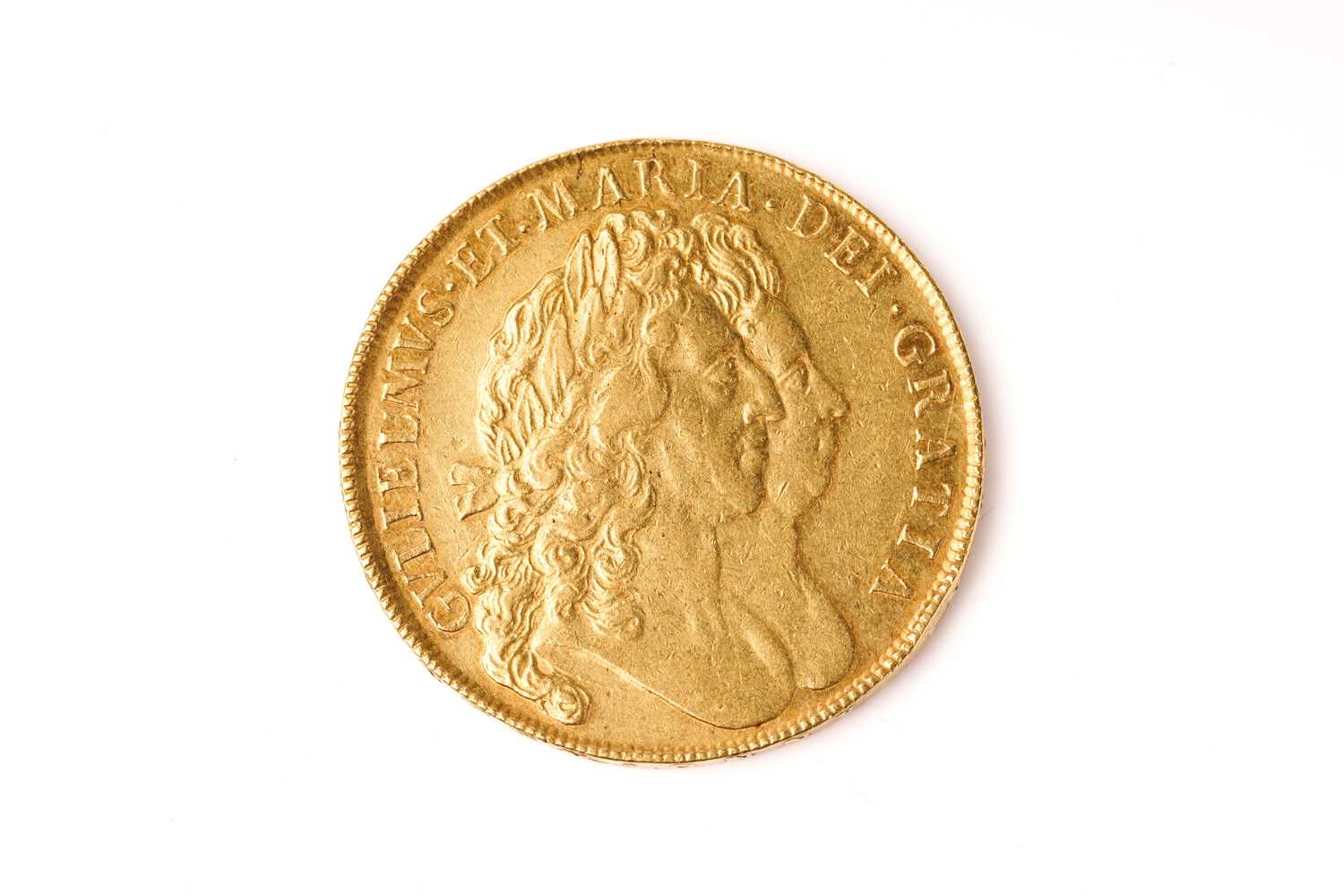 Lot 372 - William & Mary, five guineas, 1692, conjoined...