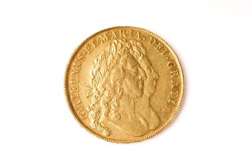 Lot 372 - William & Mary, five guineas, 1692, conjoined...