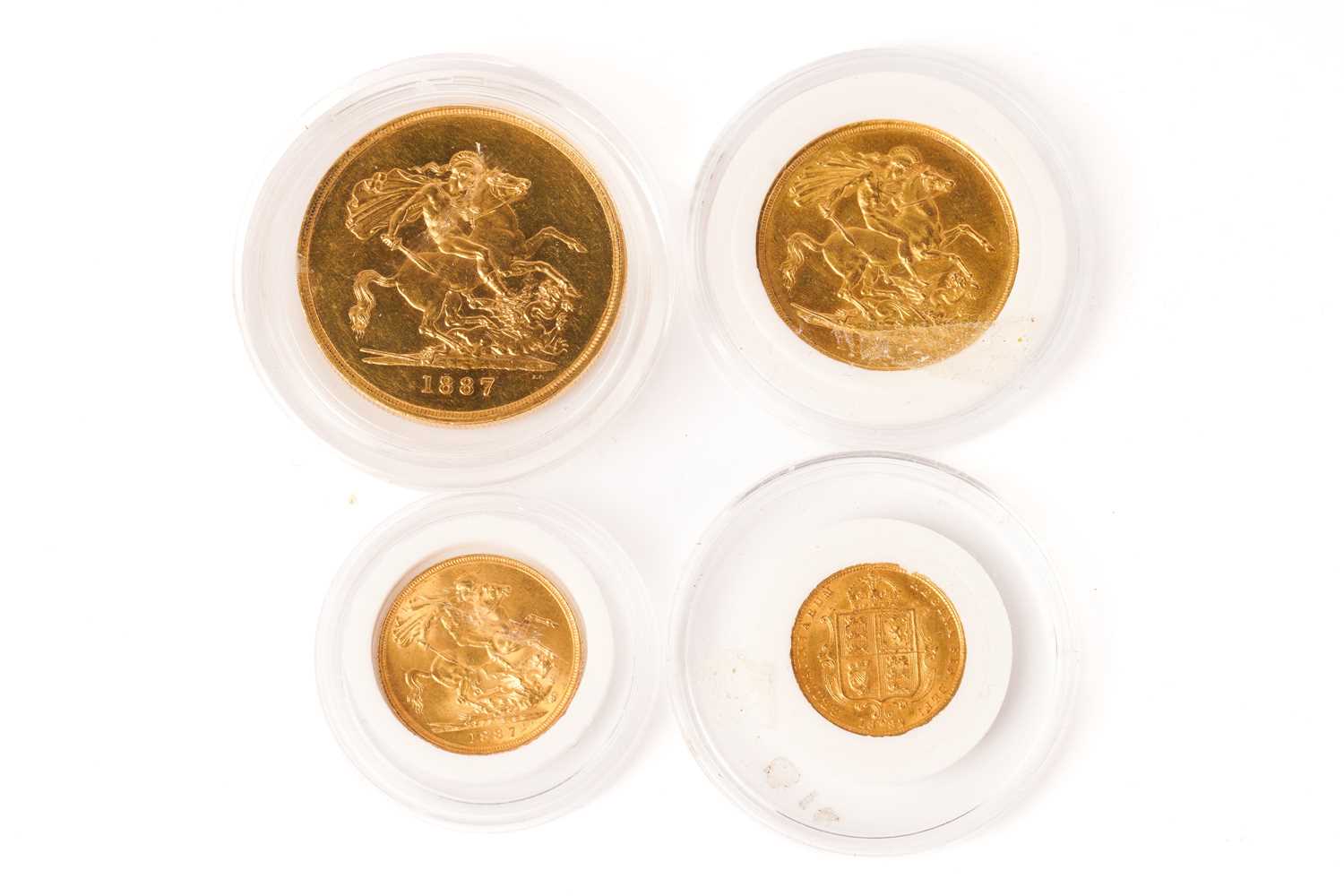 Lot 392 - Victoria four gold coin Jubilee set, 1887,...