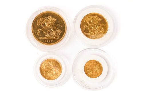 Lot 392 - Victoria four gold coin Jubilee set, 1887,...