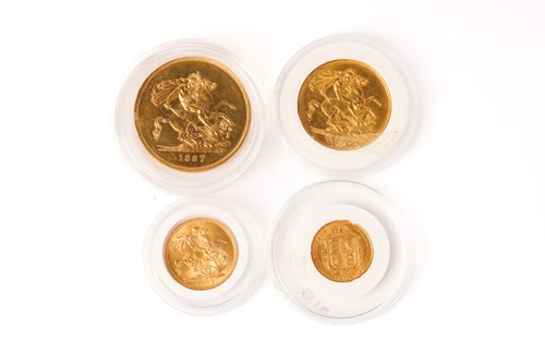 Lot 392 - Victoria four gold coin Jubilee set, 1887,...