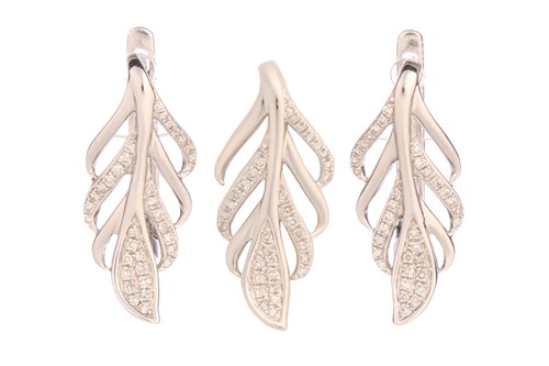 Lot 170 - A pair of diamond-set earrings and a...