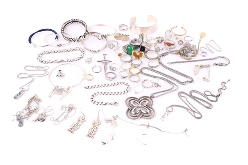 Lot 13 - A lot consisting of assorted white metal...