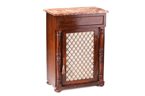 Lot 274 - William IV rosewood side cabinet with red...