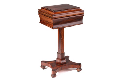 Lot 270 - A William IV rosewood teapoy, the moulded...