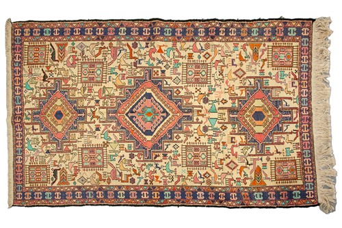 Lot 305 - An ivory ground Silk Soumak (Indian?) with...