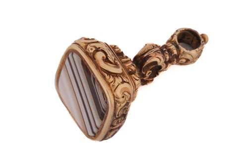 Lot 171 - A 19th century agate fob seal, unengraved...