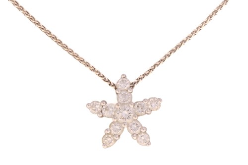 Lot 157 - A French diamond cluster pendant, composed of...