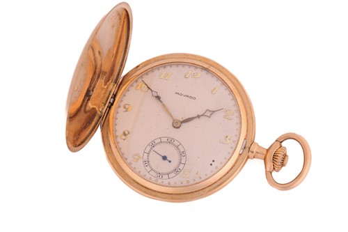 Lot 384 - Movado. An Art Deco hunting cased, side wind...