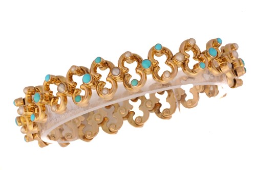 Lot 217 - A gem-set expandable bracelet, each link...