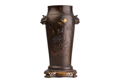 Lot 229 - A Japanese patinated bronze and mixed metal...