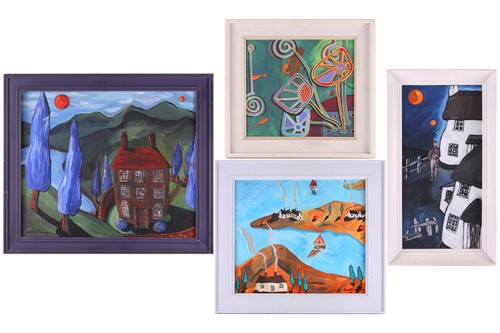 Lot 8 - Sally Vaughan, 'Waterworld 2' - Sailing boats...