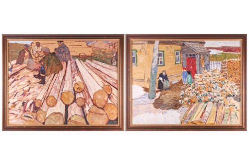 Lot 12 - Vladimir Terentiev (Russian, b.1932) Lumberers...