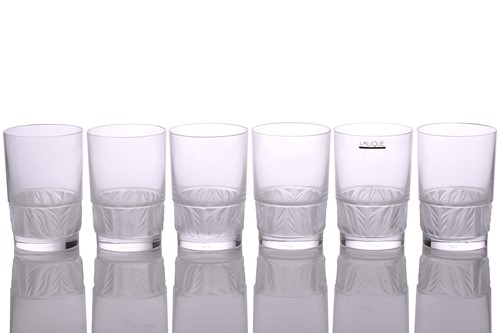 Lot 300 - Lalique: a set of six 'Flammes' pattern glass...