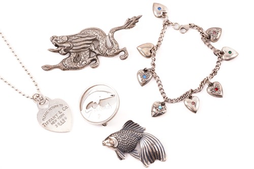 Lot 191 - A silver 'Return to Tiffany' heart tag pendant...
