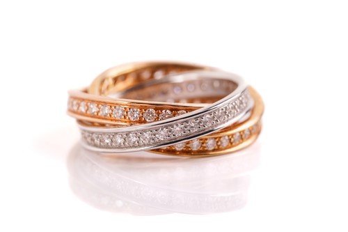 Lot 1 - Cartier - 'Trinity' diamond ring, containing...