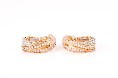 Lot 2 - Cartier - A pair of 'Trinity' diamond hoop...