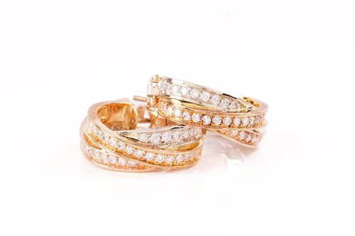 Lot 2 - Cartier - A pair of 'Trinity' diamond hoop...