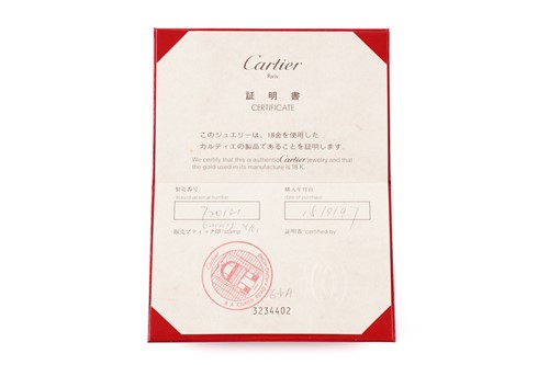 Lot 2 - Cartier - A pair of 'Trinity' diamond hoop...
