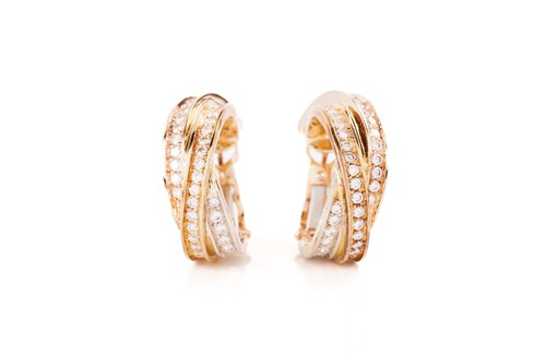 Lot 2 - Cartier - A pair of 'Trinity' diamond hoop...