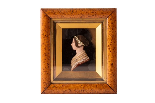 Lot 397 - A 19th century miniature relief portrait in...