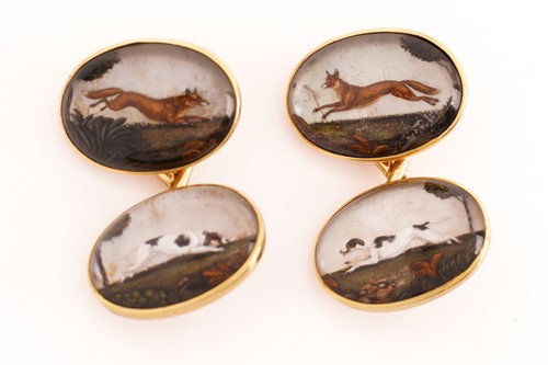 Lot 166 - A pair of Edwardian Essex crystal cufflinks in...