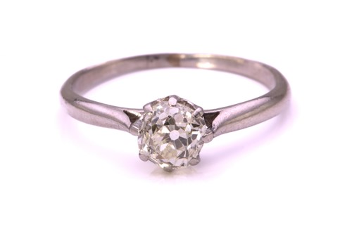 Lot 17 - An old-cut diamond solitaire ring, featuring a...
