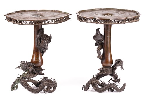 Lot 261 - A good pair of Japanese bronze usubata, Meiji...