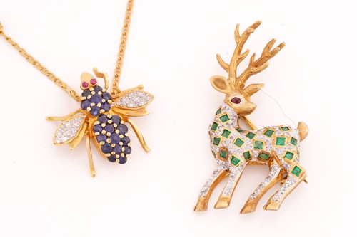 Lot 155 - Two gem-set figural brooches and a fine anchor...