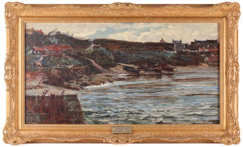 Lot 30 - Colin Hunter (1841-1904), Fishing Boats Moored...
