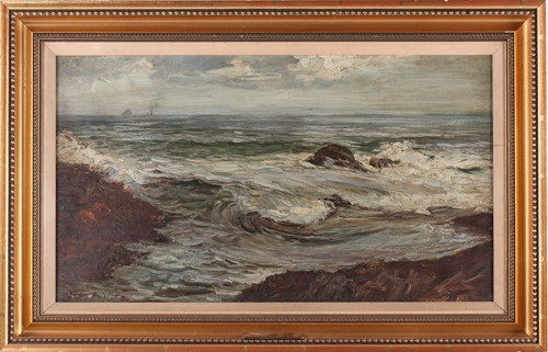 Lot 62 - Colin Hunter (1841-1904), Stormy Seas, signed...