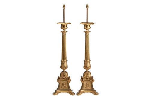 Lot 344 - A large and impressive pair of gilt bronze...
