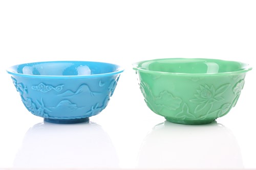 Lot 285 - A Chinese Beijing glass bowl, Qing, with...