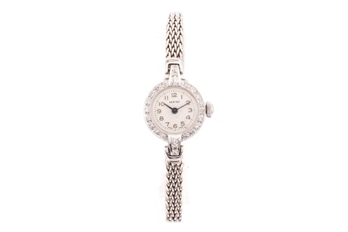 Lot 350 - A lady's 9 carat white gold and diamond...