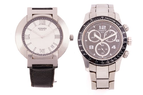 Lot 438 - A Hermes automatic watch and a Tissot V8...
