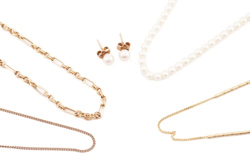 Lot 29 - A 9 carat gold fancy link chain; a 9 carat...