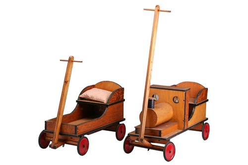Lot 349 - A large two-seat naive toy folk-art wooden...