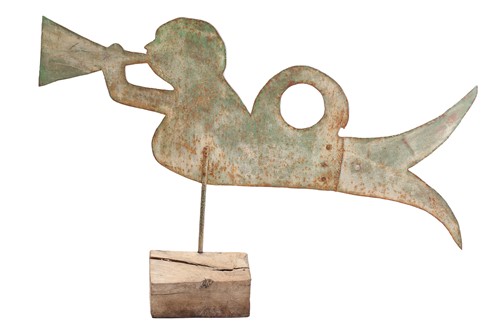 Lot 328 - A folk-art painted iron plate weather vane,...