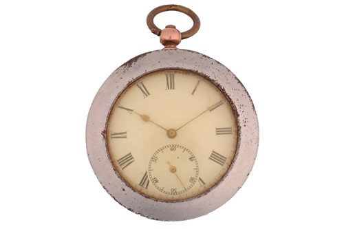 Lot 417 - A French open-face pocket watch and a steel...
