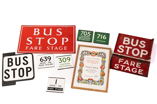 Lot 403 - Two vintage cast iron Bus Stop signs, the...