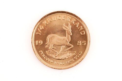 Lot 78 - A 1985 1/4 oz Krugerand coin, 8.5grams.