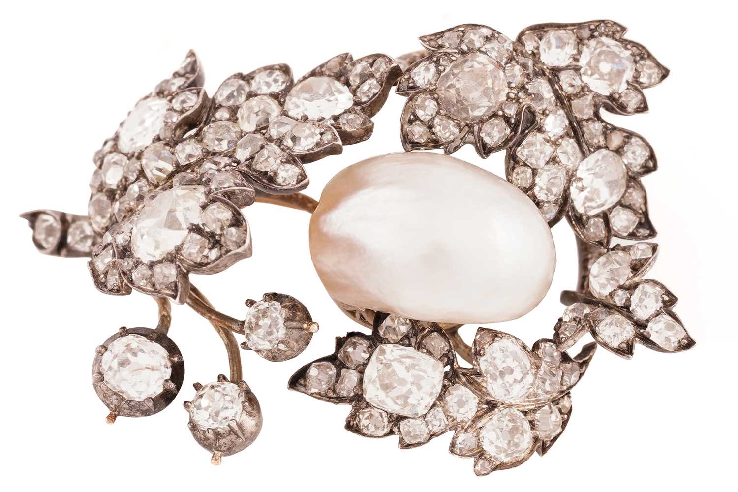 Lot 236 - A Victorian diamond and pearl floral spray...