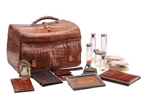 Lot 339 - A Victorian lady's snap-top crocodile skin...