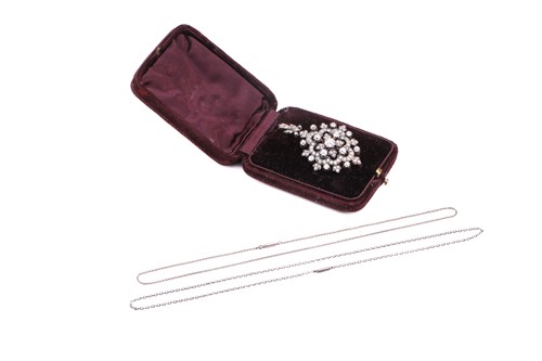 Lot 105 - A Victorian floral pendant brooch set with old-...
