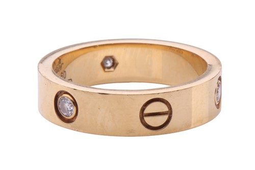 Lot 1 - Cartier - 'Love' ring, the polished band set...