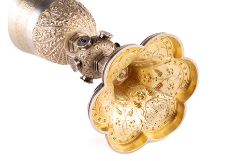 Lot 433 - A silver gilt chalice and paten, James...