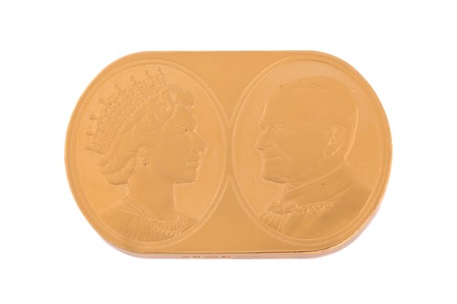 Lot 158 - A 9ct gold plaque commemorating His Holiness...