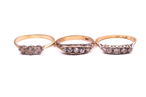 Lot 42 - Three old cut diamond rings, comprising a...